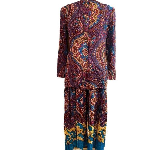 Richard Warren VTG 100% Silk Paisley Skirt Set Size 14 - Picture 5 of 15